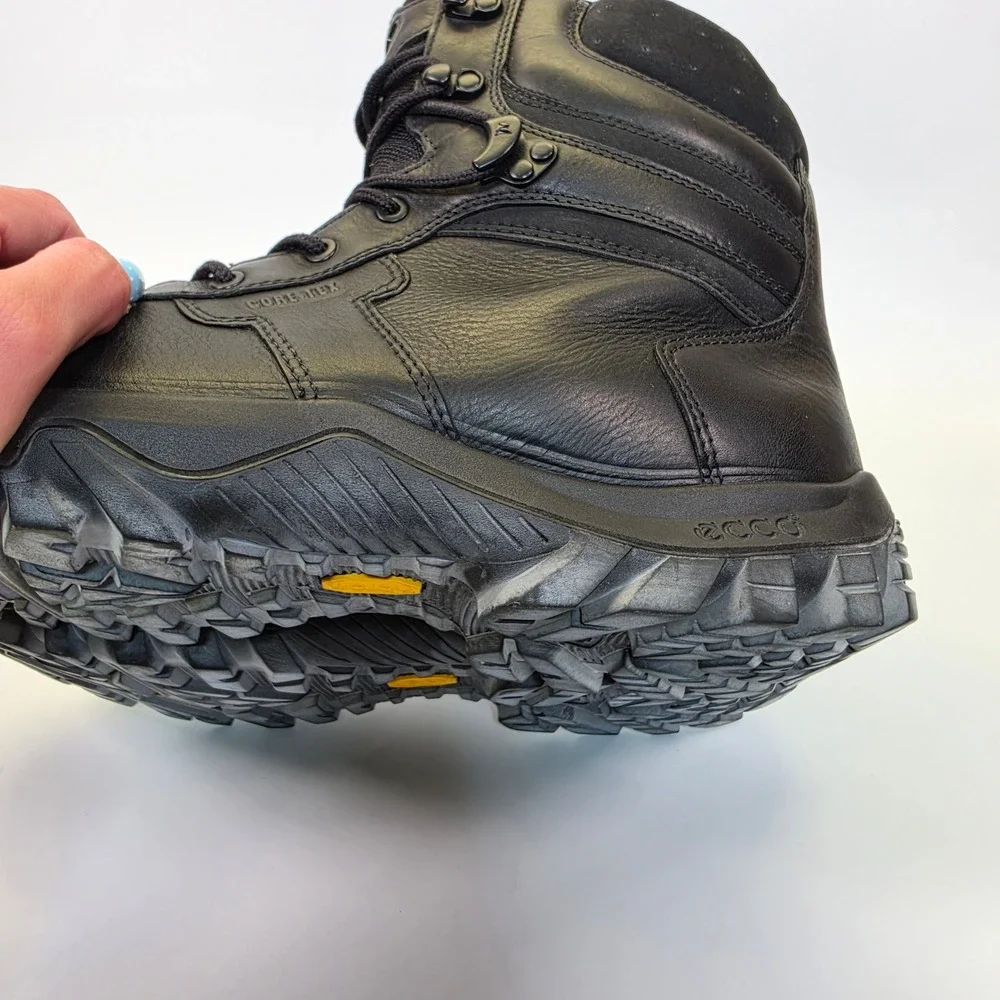 ECCO Gore-Tex Leather Boots Men's 13/13.5 Black Waterproof Hiking Vibram Combat